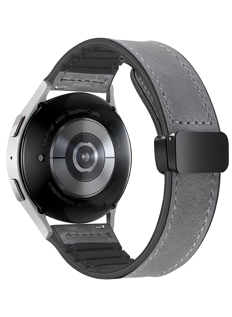 TDZDDYS 22mm Leather Watch Strap with Magnetic Buckle Design, Compatible with Huawei GT3/4 46mm, GT3 Pro, Huawei Watch 3, GT2e, GT2 Pro, GT2 42/46mm, Samsung Galaxy Watch 3 45mm/Gear S3(Grey) - Image 2