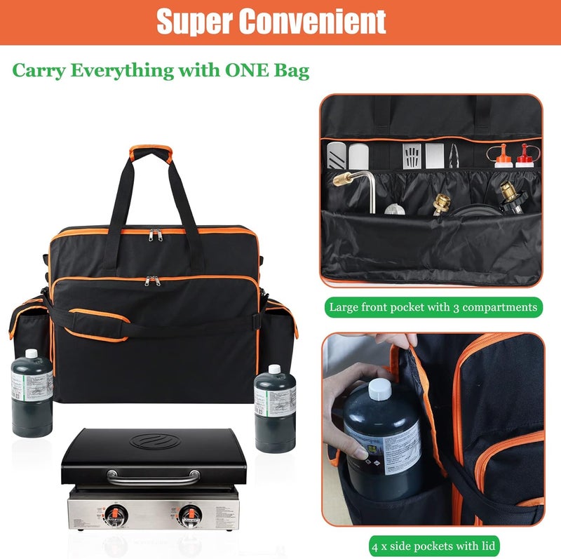 WOMACO 22 inch Griddle Carry Bag for Blackstone 22 Griddle with Hood Lid, Heavy Duty Portable Tabletop Griddle Carrying Bag for Travel, Weather Resistant BBQ Grill Carry Case with Shoulder Strap - Image 4