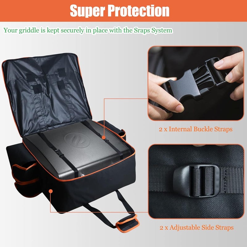 WOMACO 22 inch Griddle Carry Bag for Blackstone 22 Griddle with Hood Lid, Heavy Duty Portable Tabletop Griddle Carrying Bag for Travel, Weather Resistant BBQ Grill Carry Case with Shoulder Strap - Image 5