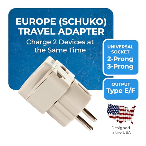 OREI India to European Plug Adapter (Schuko) - Type E/F Plug Converter India to Germany - 2 in 1 - Perfect for Laptop, Camera Charger and More - CE, RoHS - 2 Pack - Beige - 5 Years Warranty - Image 2
