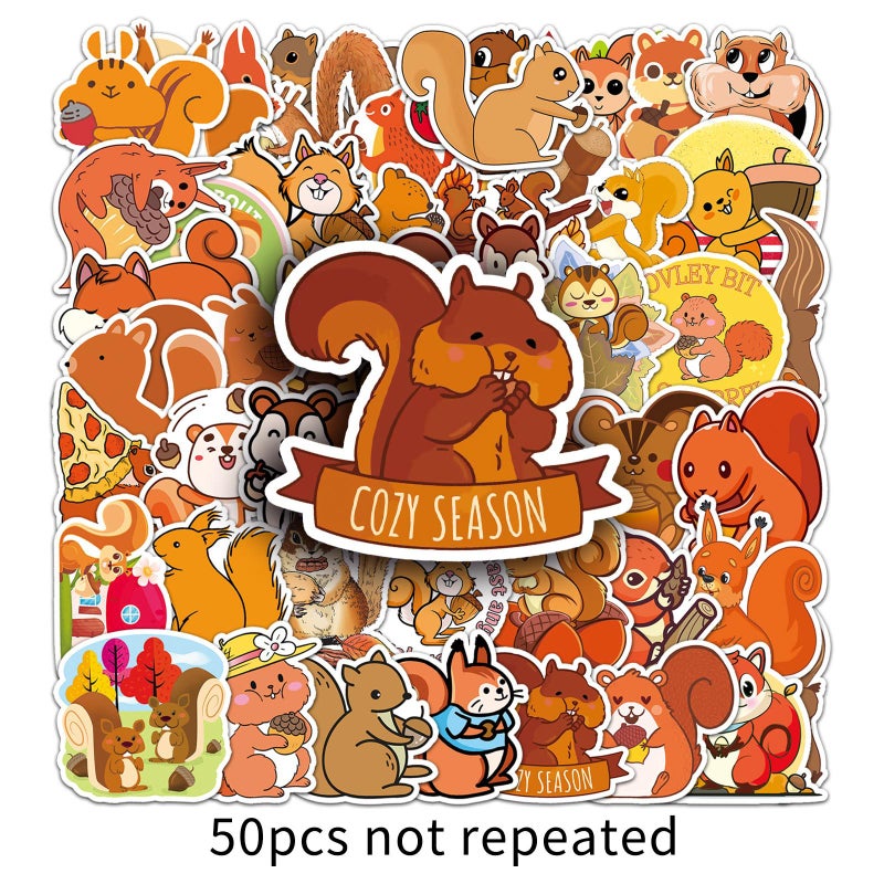50 Squirrel Graffiti Stickers Personalized Cross-border Cartoon Animal Creative DIY Skateboard Luggage Stickers Waterproof 50 Squirrels -510