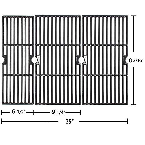 Hongso Porcelain Cast Iron Grill Grates for CharBroil Performance 5 Burners 463347519 463373019, for 4 Burners 463342118 463342119 463347017 463332718 463376217 463376519 463376619 463376419, 3 Packs - Image 2