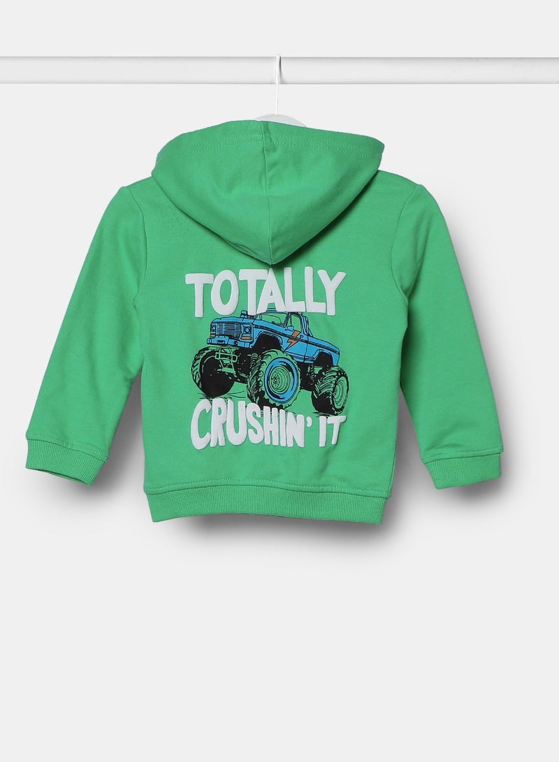 Zarafa boys hooded neck sleeve zip through slimy green  - Image 2