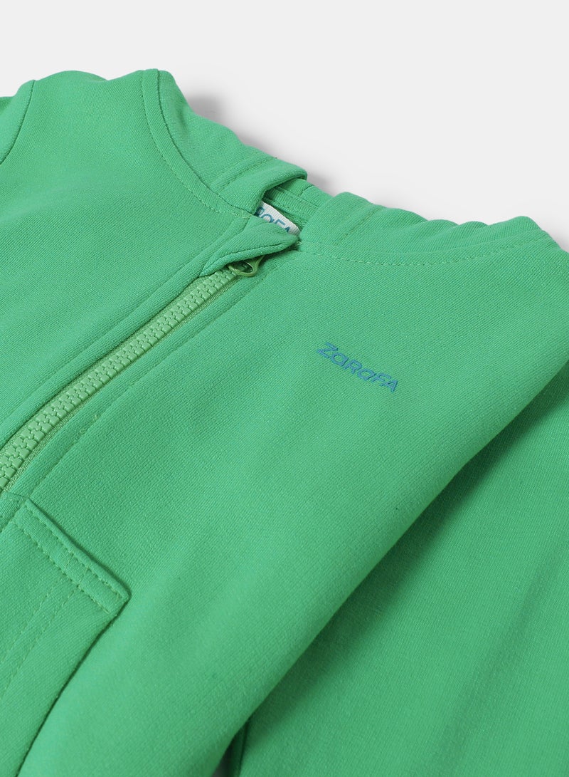 Zarafa boys hooded neck sleeve zip through slimy green  - Image 4