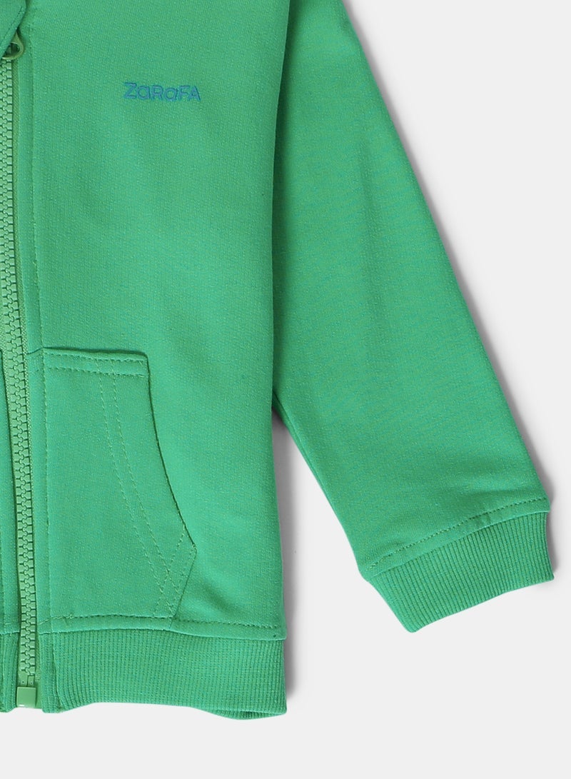 Zarafa boys hooded neck sleeve zip through slimy green  - Image 3