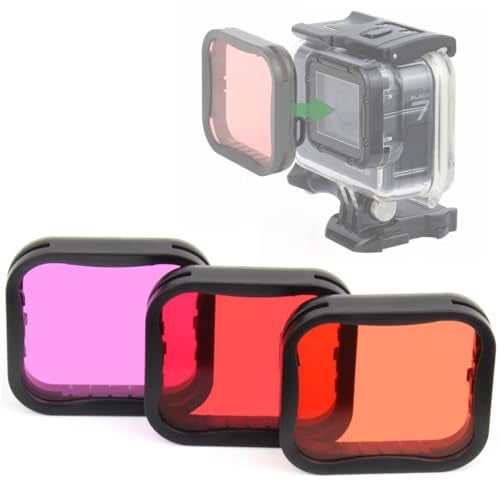 GEPULY 3-Pack Dive Filter (Red, Light Red, Magenta) for GoPro Hero 5 6 7 Black Hero(2018) Super Suit Housing - Color Correction in Scuba Diving, Snorkeling and Underwater Photos and Videos - Image 1