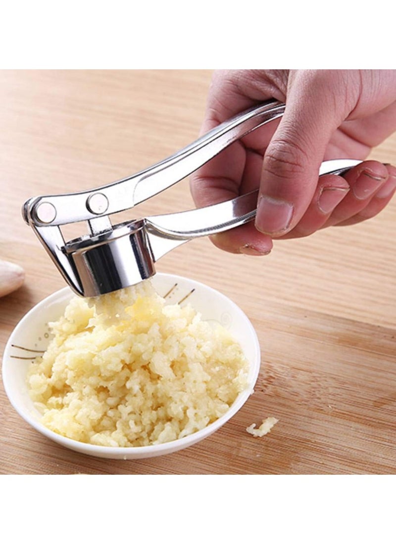 Rust-Proof Garlic Press, Multifunctional Kitchen Tool, Labor-Saving and Non-Slip Stainless Steel Garlic Press, With Silicone Garlic Peeler and Cleaning Brush, Easy to Clean Without Hurting Hands  - Image 3