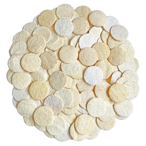 JINS-Hung 108 Pack Natural Loofah Sponge Exfoliating Face Pads - Facial Body Scrubbers Pad - When Bath Shower and Spa - Loofa Sponges Brush Scrub - Bulk Loofahs Scrubber - Cleansing Skin for Women and Men - Image 1