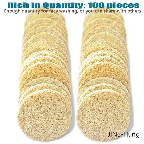 JINS-Hung 108 Pack Natural Loofah Sponge Exfoliating Face Pads - Facial Body Scrubbers Pad - When Bath Shower and Spa - Loofa Sponges Brush Scrub - Bulk Loofahs Scrubber - Cleansing Skin for Women and Men - Image 5