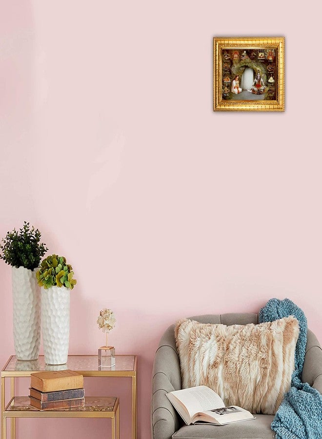 هاواي إطار صور هاواي للإله شيفا، يضم 12 جيوتيرلينجا من كهف أمارناث، مقاس 21×17×2 سم | إطار حائط من الخشب المصنّع | SFDI00304GLDFRM - Image 4