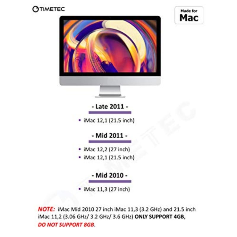 Timetec 16GB KIT 2x8GB Compatible for Apple DDR3 1333MHz PC3-10600 CL9 for Mac Book Pro (Early/Late 2011 13/15/17 inch), iMac(Mid 2010, Mid/Late 2011 21.5/27 inch), Mac Mini(Mid 2011) MAC RAM Upgrade - Image 5