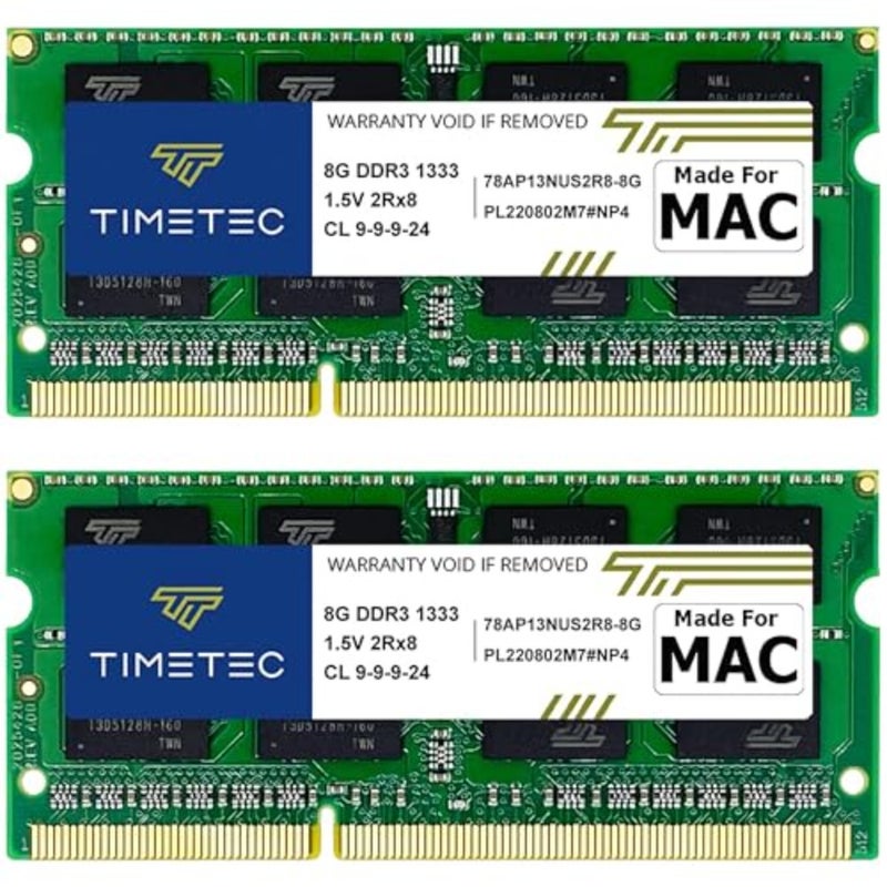 Timetec 16GB KIT 2x8GB Compatible for Apple DDR3 1333MHz PC3-10600 CL9 for Mac Book Pro (Early/Late 2011 13/15/17 inch), iMac(Mid 2010, Mid/Late 2011 21.5/27 inch), Mac Mini(Mid 2011) MAC RAM Upgrade - Image 1