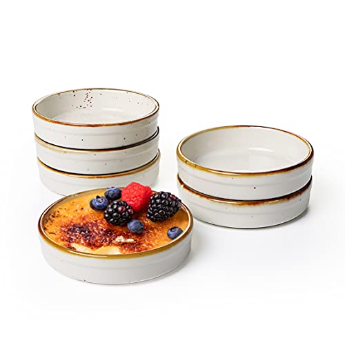 ONEMORE Ramekins 4 oz - Oven Safe Shallow Ramekins for Creme Brulee - Set of 6 - Image 1