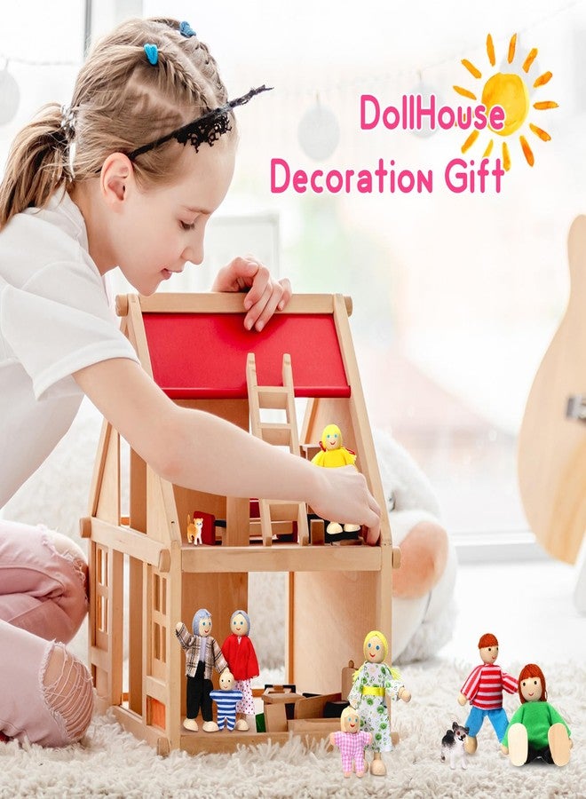 Skylety 10 Pcs Wooden Dollhouse Set of Mini People Figures Dollhouse Dolls Wooden Doll Pretend Play Figures Accessories for Pretend Dollhouse Toy (Bright Style) - Image 5
