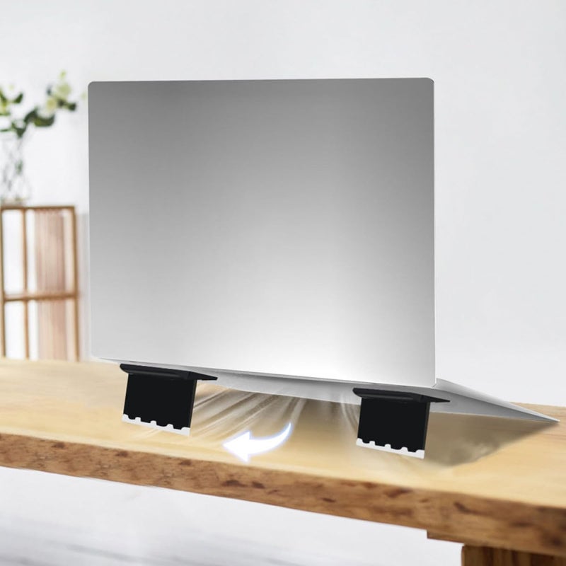 2Pcs Black Adjustable Height Foldable Laptop Cooling Stand Portable Notebook Riser Holder - Image 5