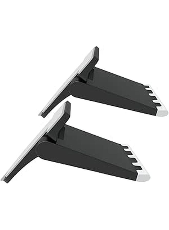 2Pcs Black Adjustable Height Foldable Laptop Cooling Stand Portable Notebook Riser Holder - Image 1