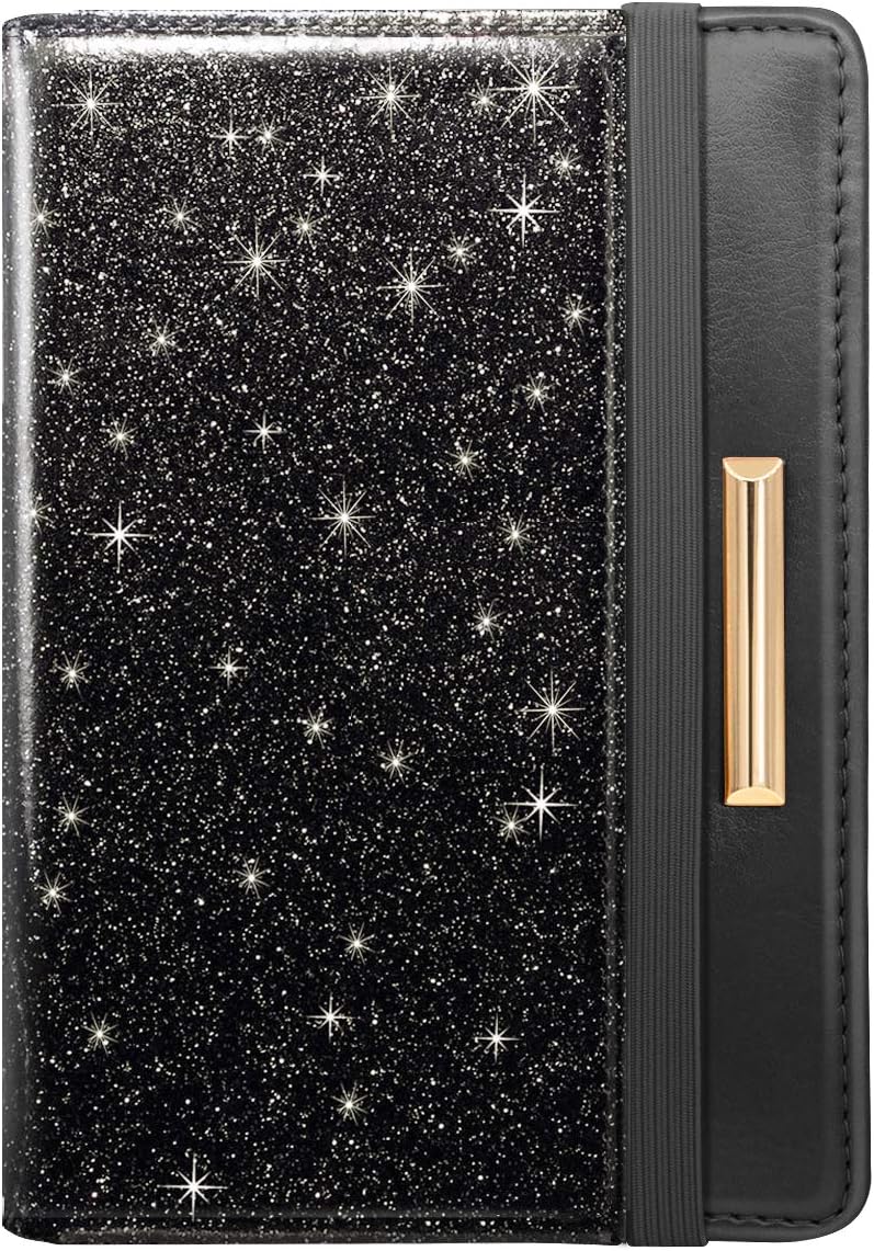 Coco Rossi Flexible use switching Passport Holder Cover,Traveling Passport Case Glitter Cute Passport Wallet for Women,Black Glitter All condition resistant crafted quality - Image 1