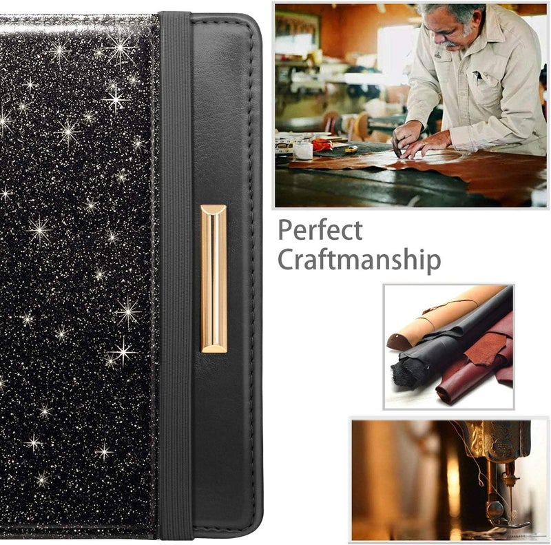 Coco Rossi Flexible use switching Passport Holder Cover,Traveling Passport Case Glitter Cute Passport Wallet for Women,Black Glitter All condition resistant crafted quality - Image 5