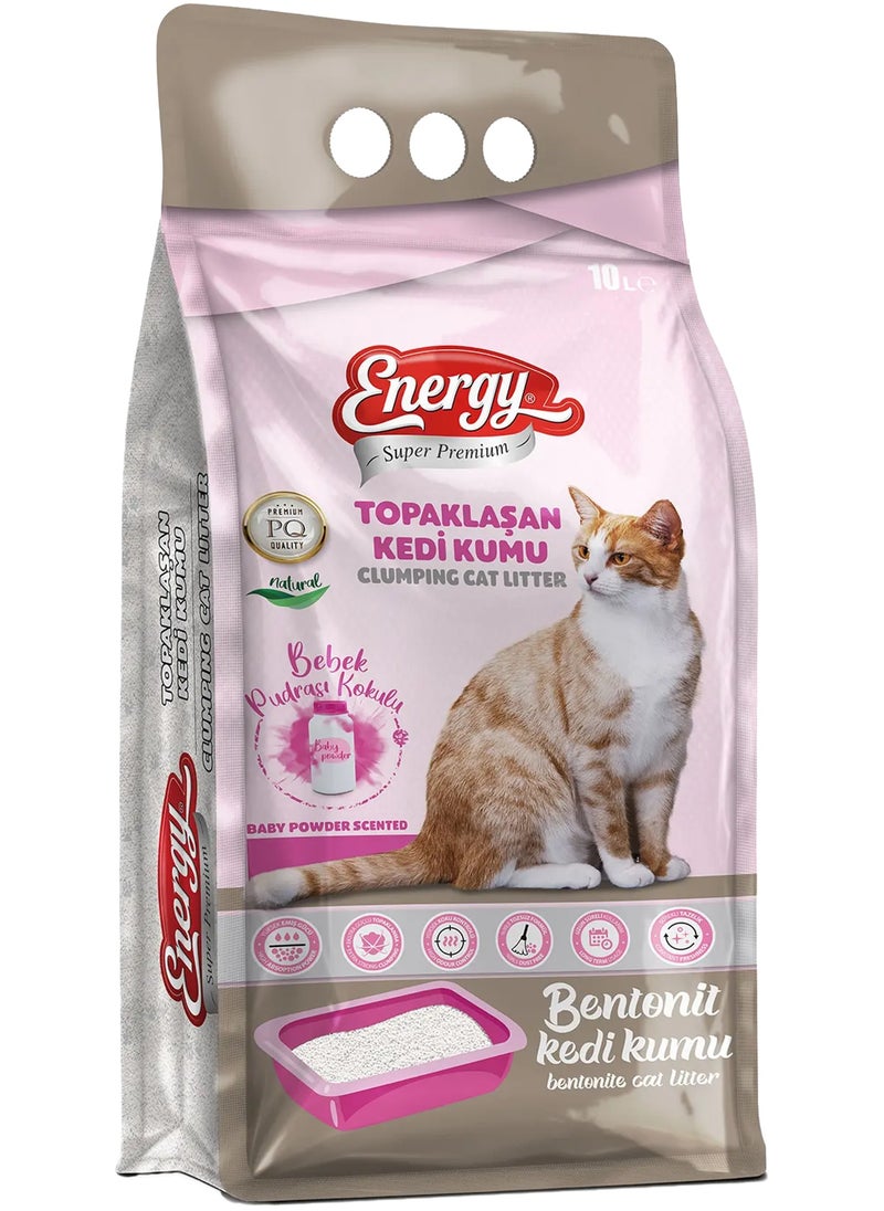 Energy Energy Super Premium Baby Powder Scented Bentonite Cat Litter Bag - 10Liters 