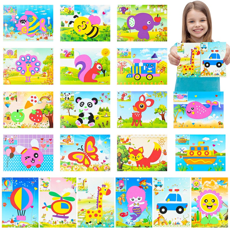 MALLMALL6 20Pcs Mosaic Sticker Art Kits for Kids Toddler Unisex - Image 1