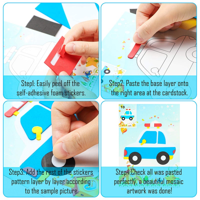 MALLMALL6 20Pcs Mosaic Sticker Art Kits for Kids Toddler Unisex - Image 3