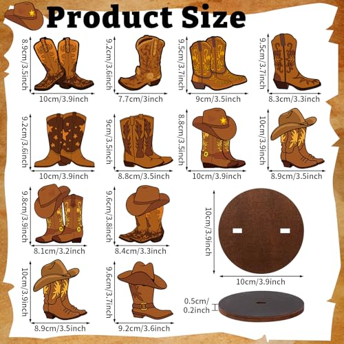 Oitnlaughter 12Pcs West Cowboy Centerpieces Western Theme Birthday Party Decorations Western Cowboy Boots Table Centerpieces West Boots Stand Tabletop Decor for Baby Shower Birthday Party Favors Supplies - Image 5