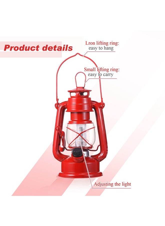 Hortsun 2 Pcs 8 Inch Vintage LED Hurricane Lantern Metal Red Outdoor Battery Operated Hanging Lantern with Warm LEDs and Dimmer Switch for Halloween Christmas Indoor Rustic Farmhouse Camping Decor - Image 4