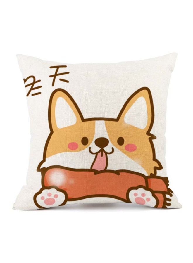 NIBEMINENT Cartoon Printed Cushion Cover White/Beige/Orange 45x45cm