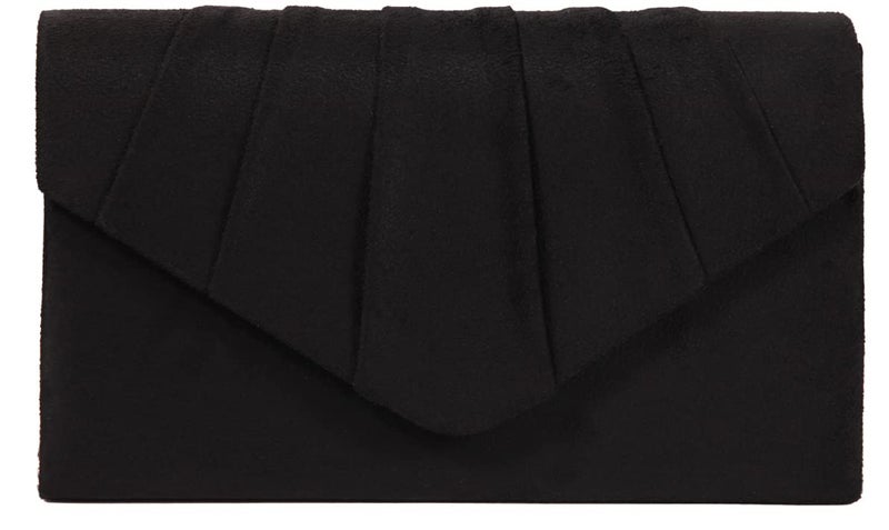 BBjinronjy Clutch Purses for Women Evening Bag Women's with Detachable Chain Wedding Prom Faux Suede (Black-Suede) - Image 1