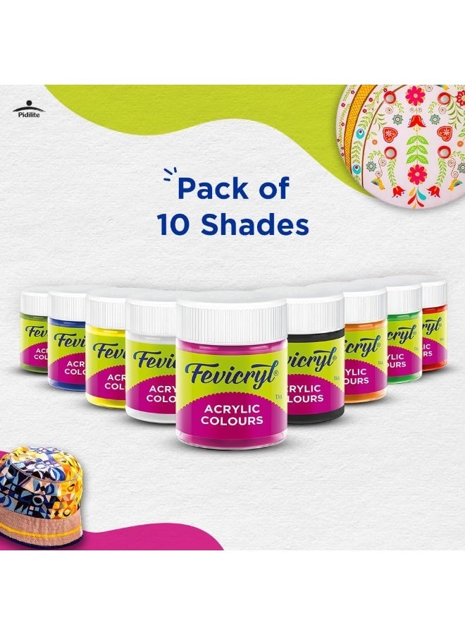 Fevicryl Acrylic Colours Sunflower Kit | 10 Colours x 15 ml | DIY Paint, Rich Pigment | Multicolour & Multi-surface | Non-Cracking Paint for Canvas, Wood, Leather, Earthenware, Metal - Image 5