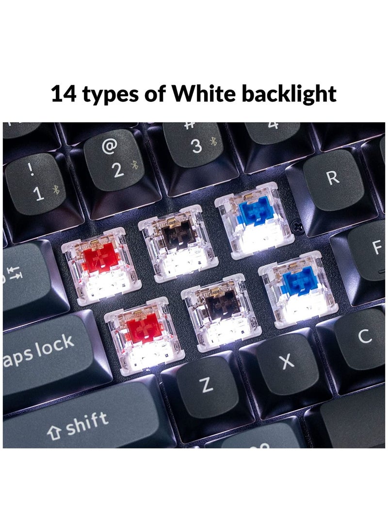 Keychron - K2 Pro QMK/VIA Wireless Mechanical Keyboard, Custom Programmable Macro Wired Keyboard with Hot-Swappable K Pro Brown Switch White LED Backlight PBT Keycaps for Mac Windows Linux - Image 1