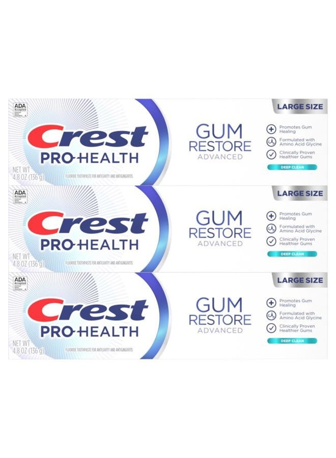 Crest Pro-Health Advanced Gum Restore Deep Clean Toothpaste 4.8 oz Pack of 3 -Anticavity, Antibacterial Flouride Toothpaste, Clinically Proven, Gum and Enamel Protection - Image 3