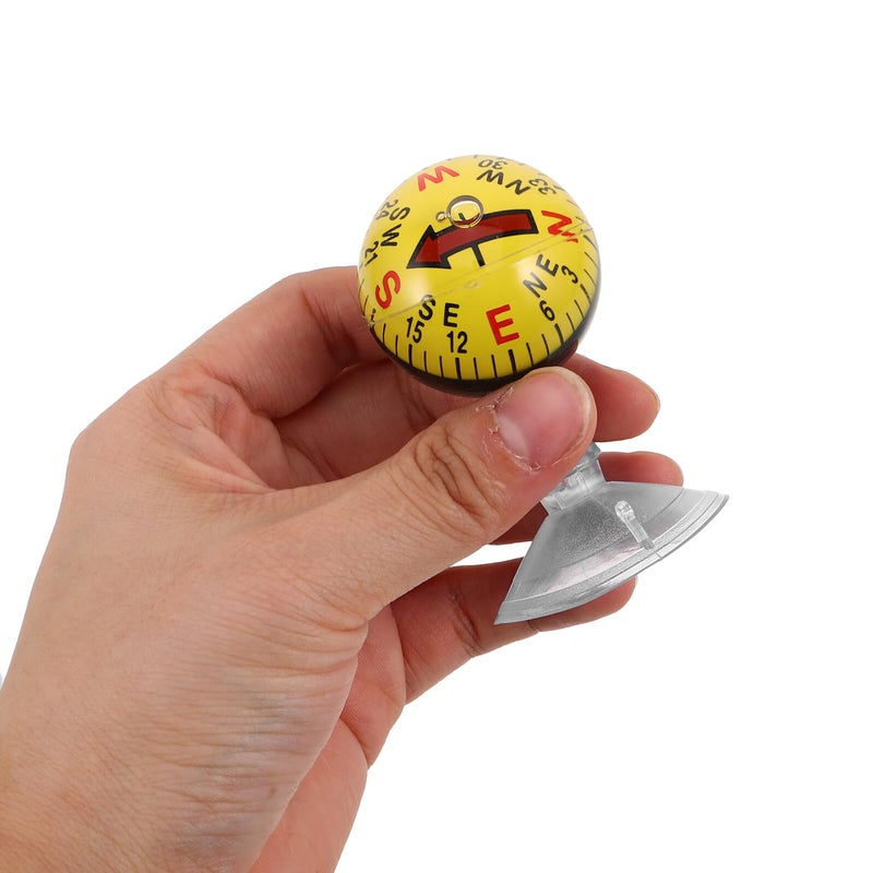Yellow Portable 38mm Automotive Dashboard Compass Ball with Suction Cup for Car and Marine Navigation - Image 4