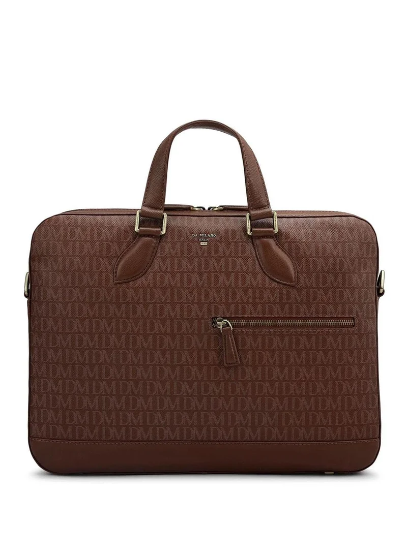 دا ميلانو حقيبة لاب توب جلد طبيعي بني من دا ميلانو