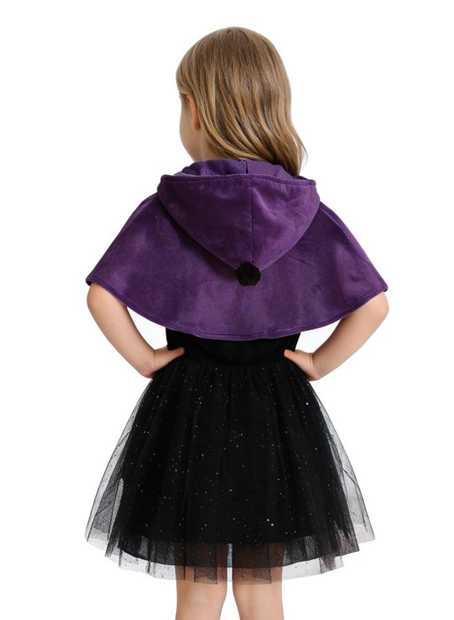 FANCYINN Girls Halloween Princess Dress Tutu Tulle Party Outfit Mardi Gras Costumes with Cape for Toddler Baby Purple 5-6T - Image 4