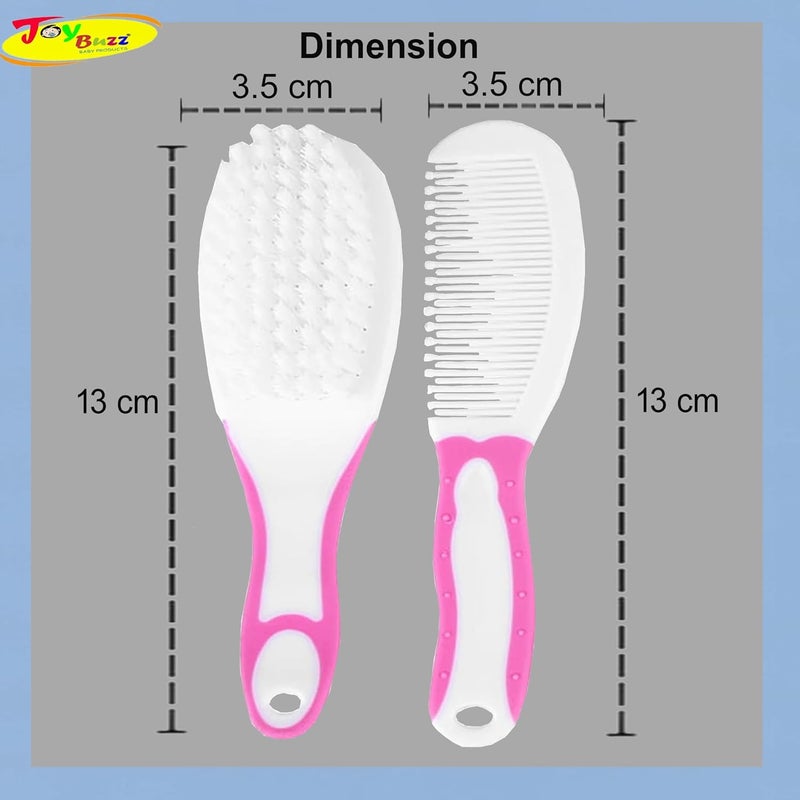 Joy Buzz Baby Brush and Comb Set, Newborn Essentials Set with Baby Comb and Soft Bristle Hair Brush for Your Toddler’s Scalp (Pink) - Image 3