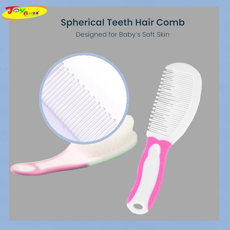 Joy Buzz Baby Brush and Comb Set, Newborn Essentials Set with Baby Comb and Soft Bristle Hair Brush for Your Toddler’s Scalp (Pink) - Image 2