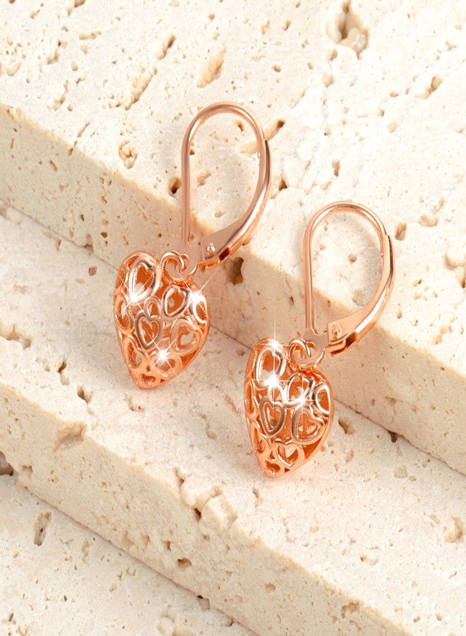 Lancharmed 925 Sterling Silver Heart Dangle Drop Earrings for Women Girls, 14K Gold French Style Leverback Earrings Hypoallergenic Jewelry Gift - Image 4