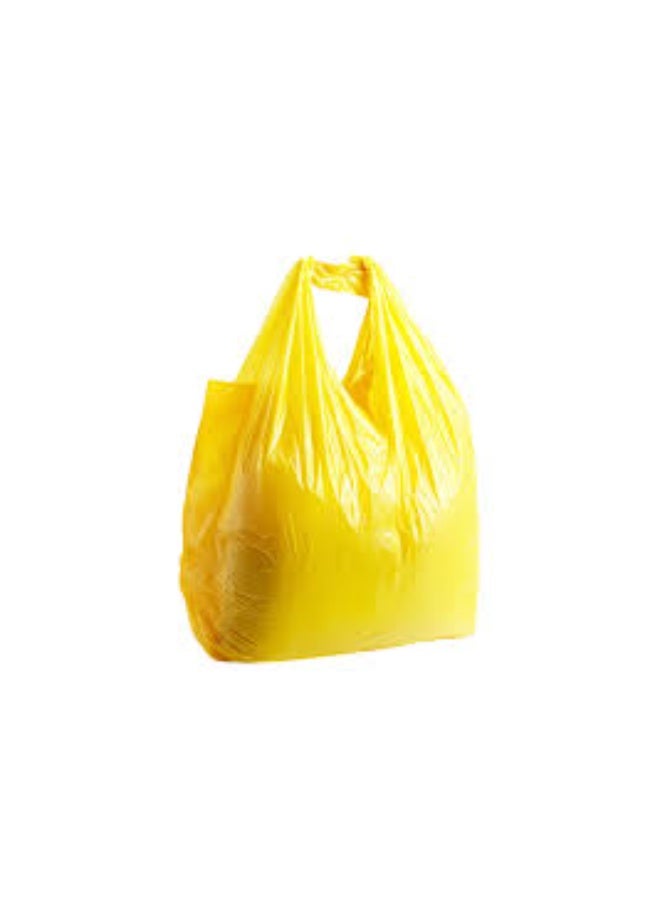 Treprof Disposable Yellow Plastic Bag With Handle 27*45  100 Bags - Image 1
