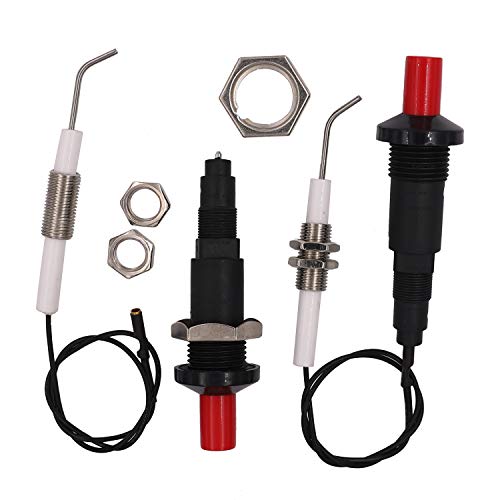 METER STAR Gas Grill/Range/Heater/Grill Igniters,Push Button Piezo Igniter with Threaded Universal Ceramic Electrode Ignition Spark Plug Wire Long 11.8” Electronic Device Set of 2 - Image 1