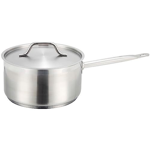 Winco HeavyDuty Stainless Steel Sauce Pan with Cover 45 Quart