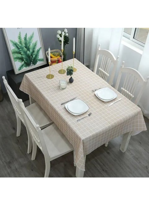 Rectangular PVC Tablecloth 137 x 180 cm Stain Resistant Waterproof Oil Resistant - Brown