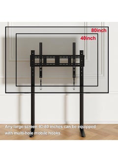 HILLPORT Heavy-Duty Steel TV Floor Stand for 40-80" TV Screens, 55KG Capacity,  Dual-Pole Design, Height Adjustable, Space-Saving, VESA 100x100-600x500mm  - Image 3