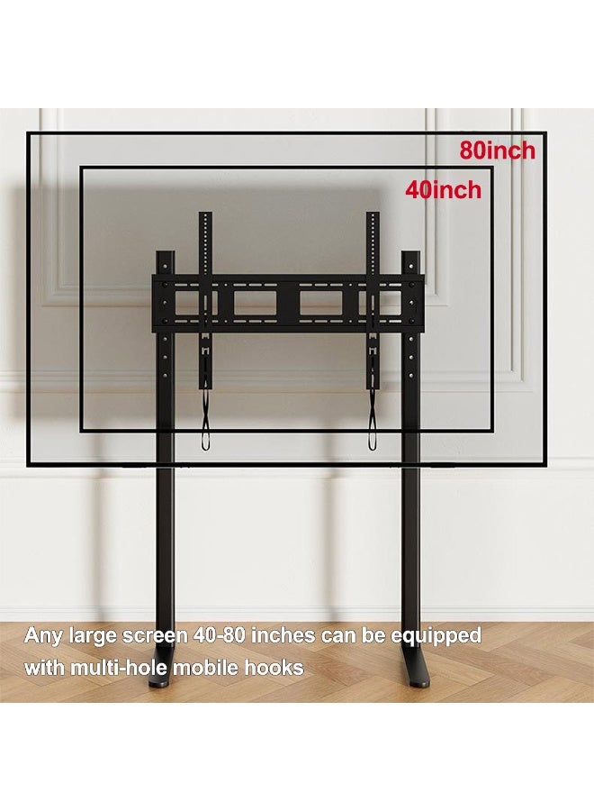 HILLPORT حامل تلفزيون أرضي من الفولاذ المتين لشاشات التلفزيون مقاس 40-80 بوصة، سعة 55 كجم، تصميم ثنائي القطب، قابل لتعديل الارتفاع، موفر للمساحة، VESA 100x100-600x500 مم. - Image 3