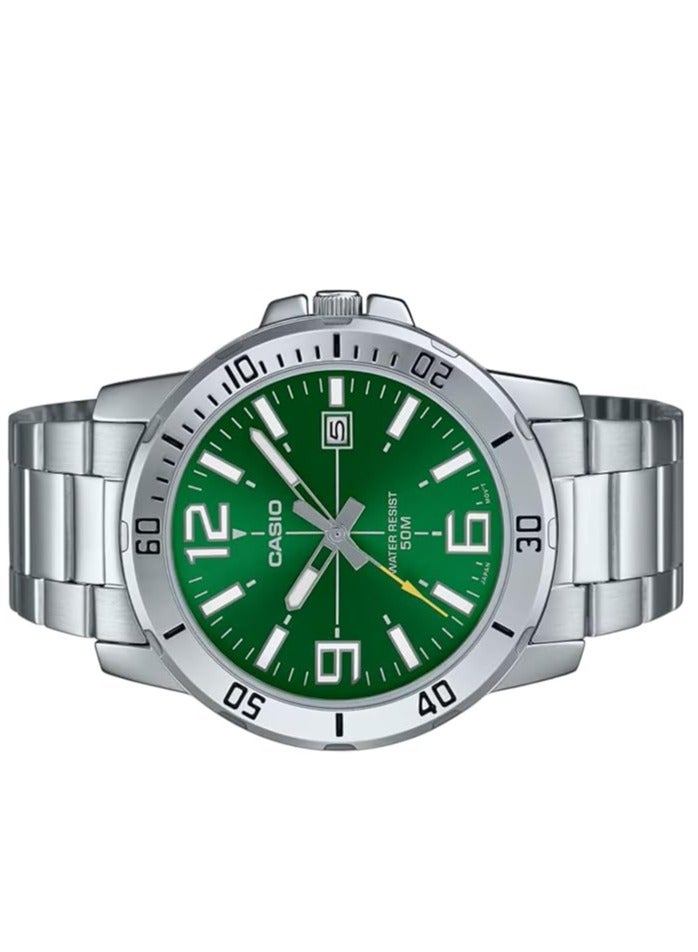 كاسيو ساعة كاسيو للسيدات مينا خضراء سوار فضي - Image 2