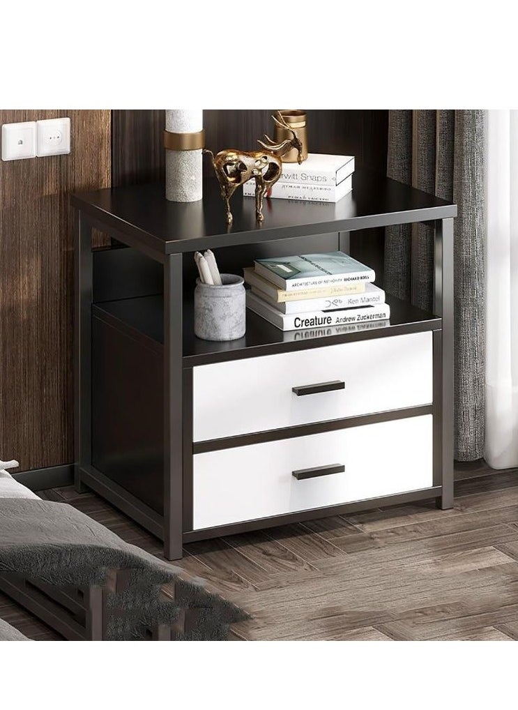Golden Bedside tables, bedroom living room storage tables Modern bedside table with  metal frame, bedside table with two drawers, suitable for bedroom living room (Black 2 Drawers)  - Image 3