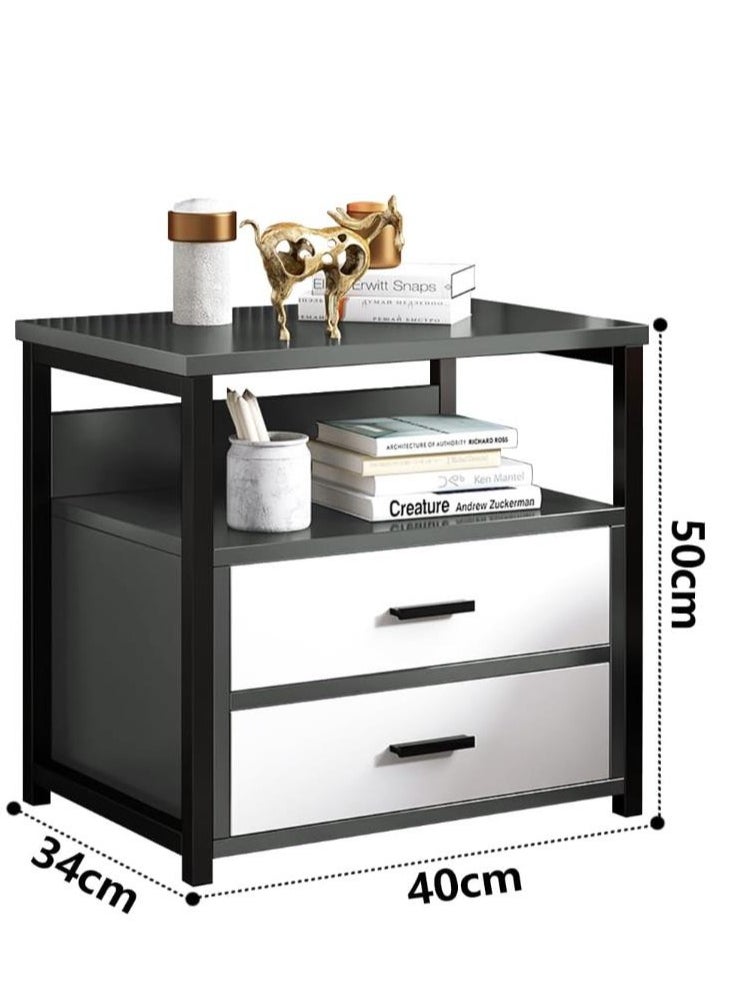 Golden Bedside tables, bedroom living room storage tables Modern bedside table with  metal frame, bedside table with two drawers, suitable for bedroom living room (Black 2 Drawers)  - Image 2