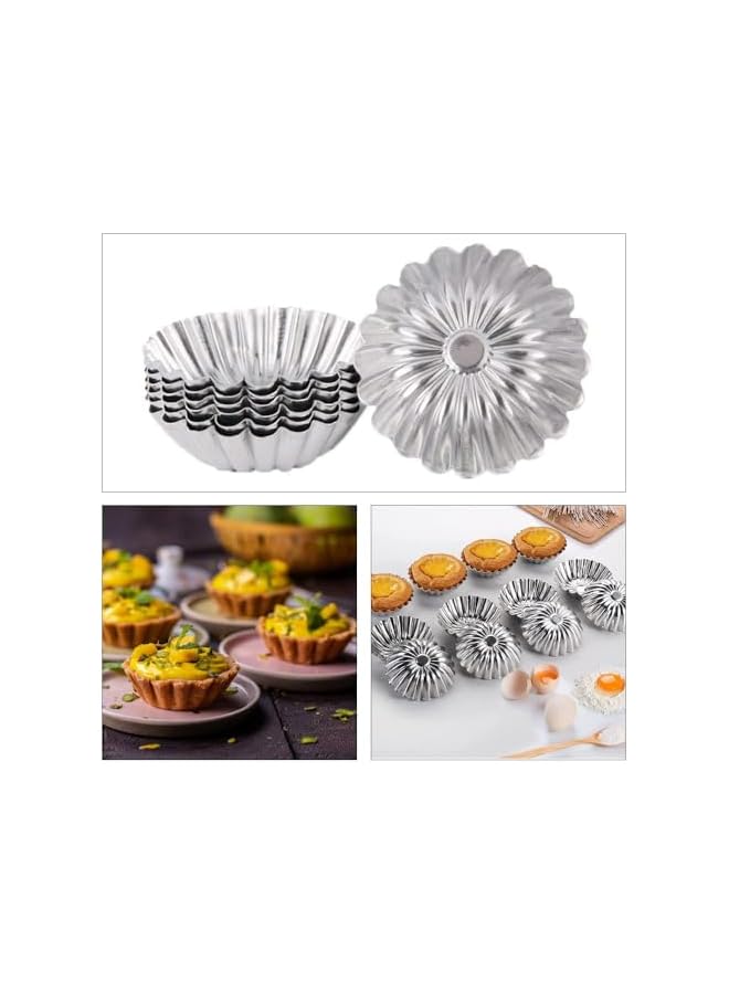 S-TOP 24 Pcs Aluminum Alloy Cake Pie Tins Mini Tart Pie Pan Cake Cup Jelly Mold Bakeware Cake Pans for Pie Tart Cake Baking Tool - Image 4