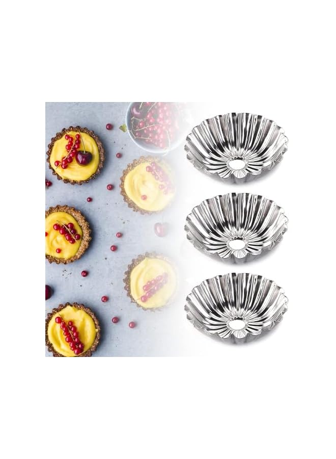 S-TOP 24 Pcs Aluminum Alloy Cake Pie Tins Mini Tart Pie Pan Cake Cup Jelly Mold Bakeware Cake Pans for Pie Tart Cake Baking Tool - Image 5