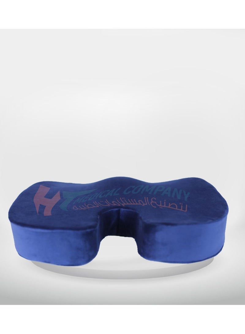 HT Medical seat cushion for fistula and coccyx pain with German memory foam filling for work chairs, office, car and home, navy blue, suitable for all chairs, memory foam - Image 1